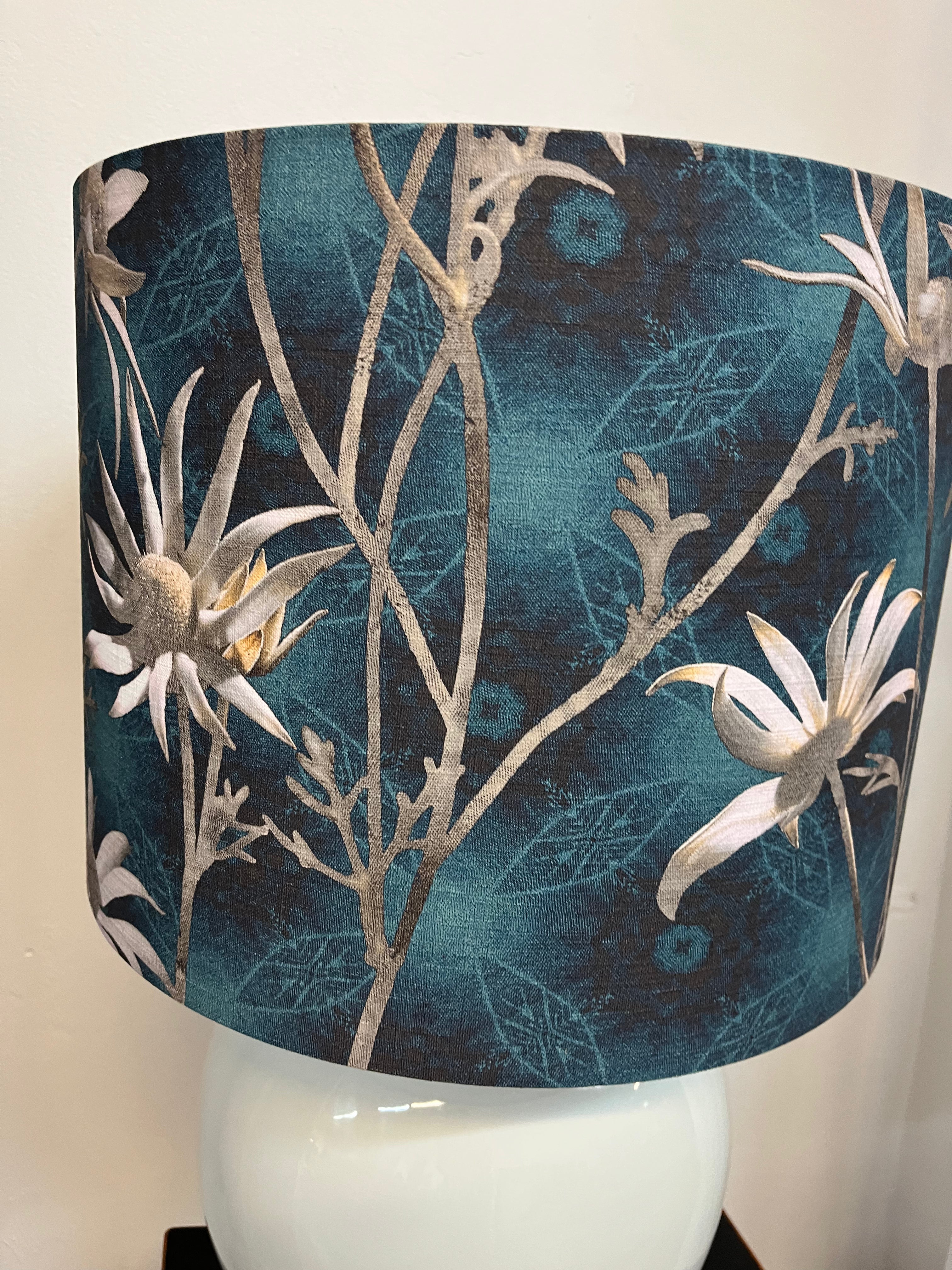 MS CHIEF DESIGNS Large Pearl Sphere with Coast Flannel Flowers Shade