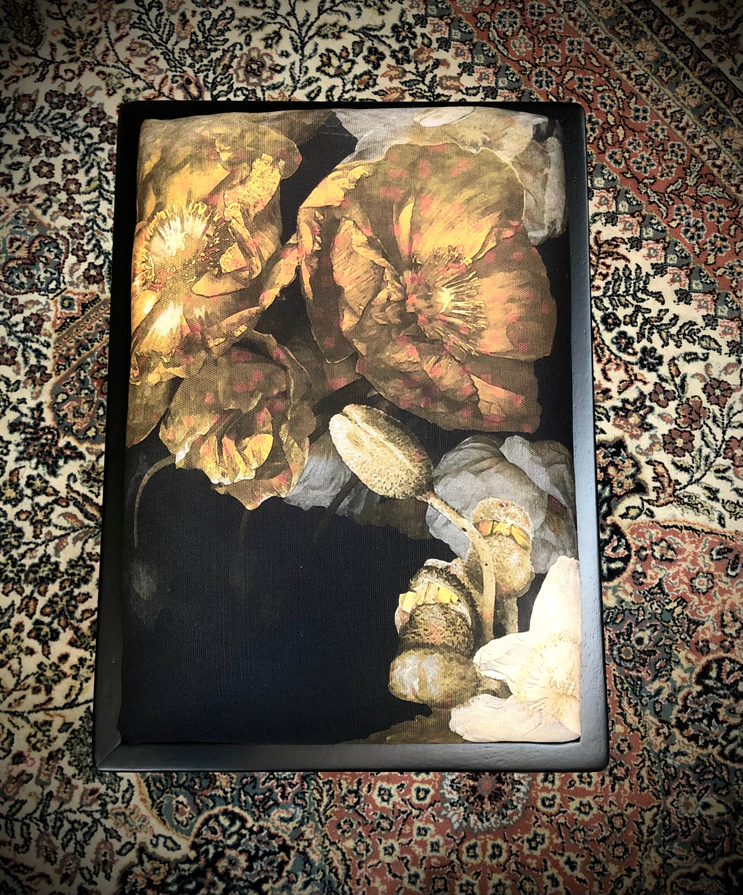 MS CHIEF DESIGNS Linen Cushion in Sulphur Poppies