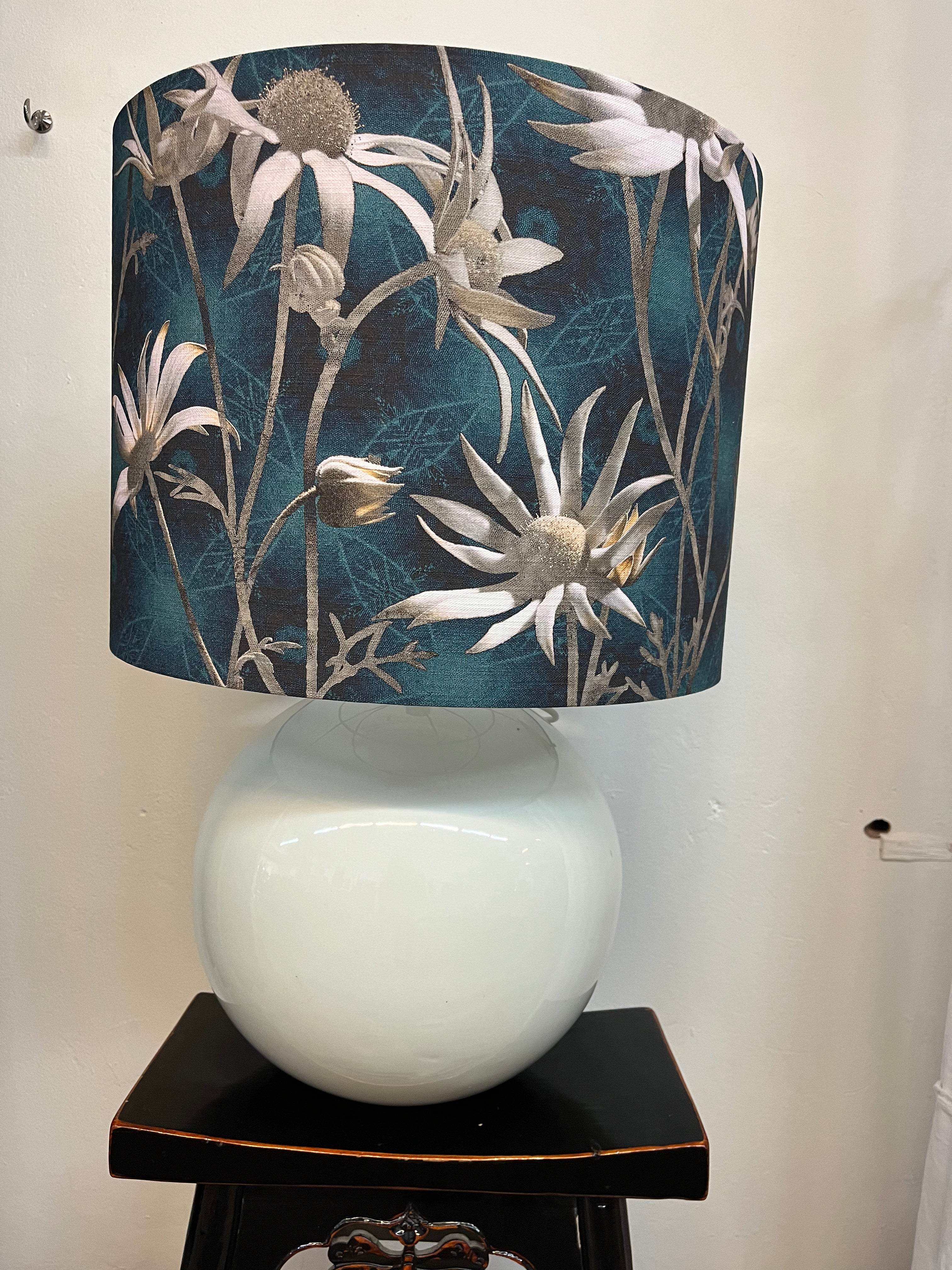 MS CHIEF DESIGNS Large Pearl Sphere with Coast Flannel Flowers Shade