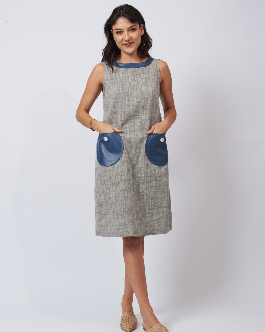 Audrey Linen and Leather Dress