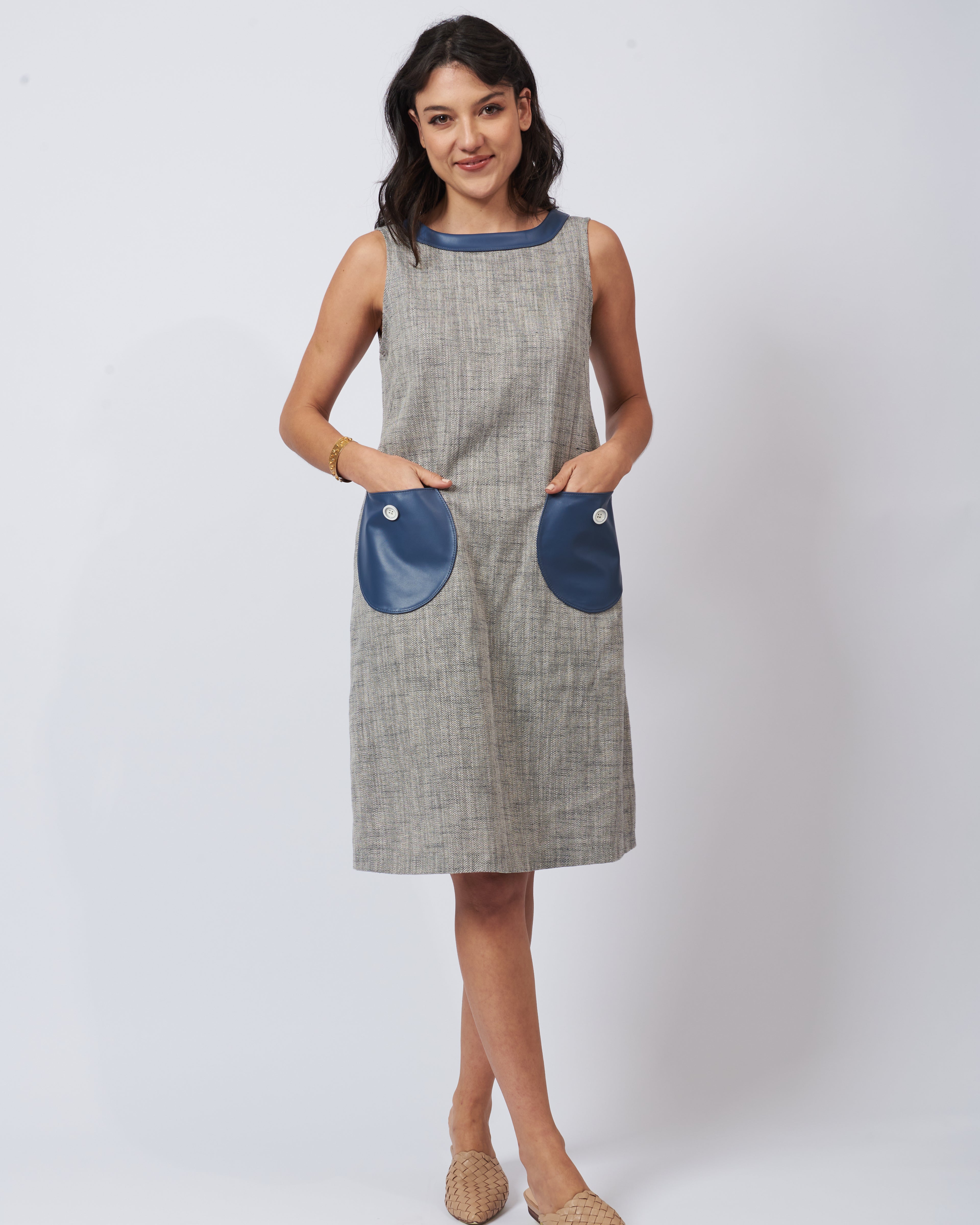 Audrey Linen and Leather Dress