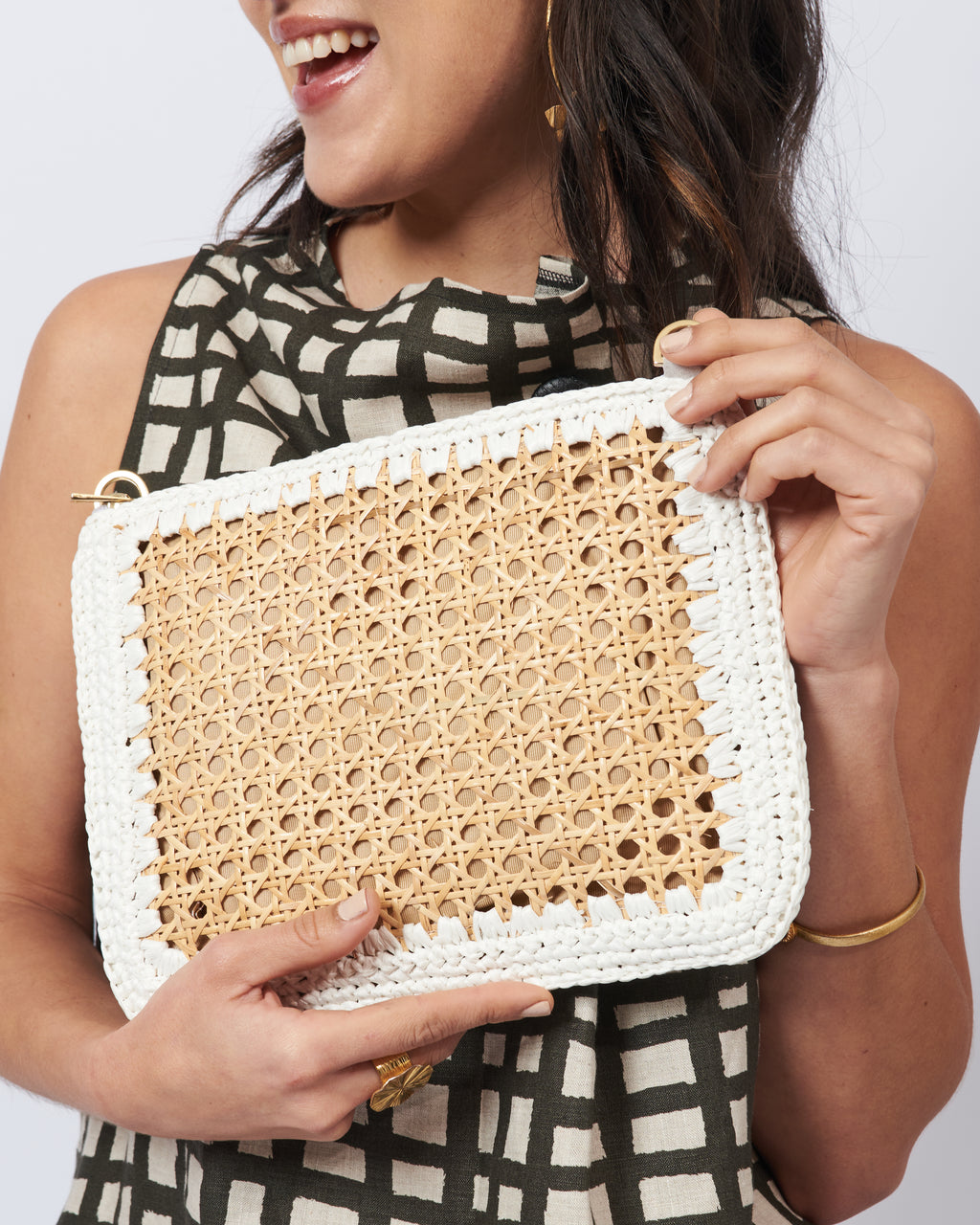 BIDINIS Luisa Rattan and Raffia Bag