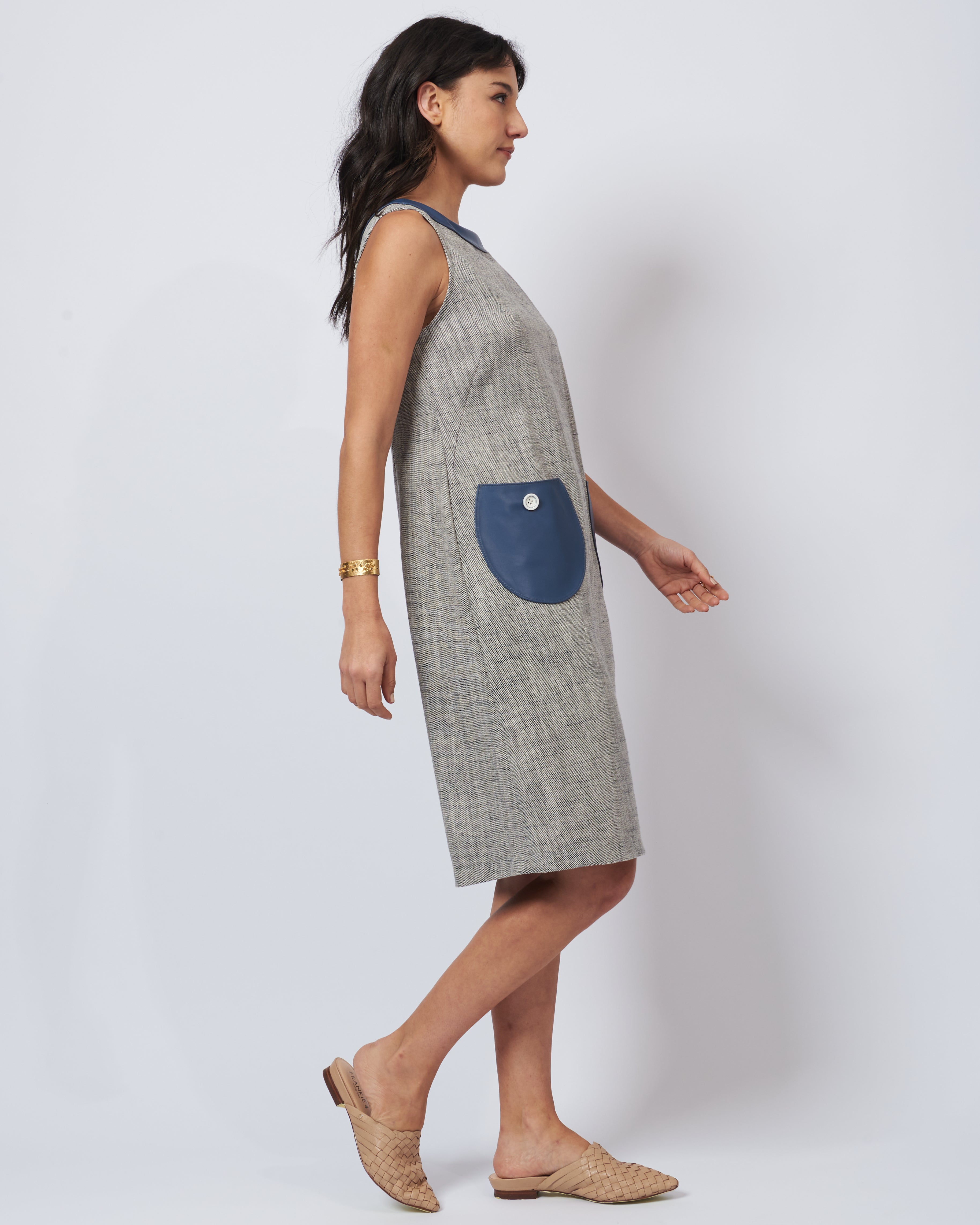 Audrey Linen and Leather Dress