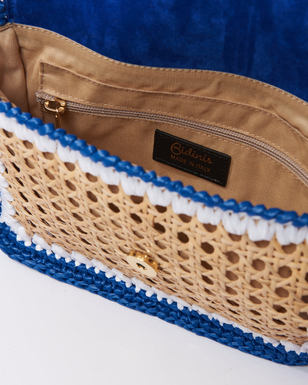 BIDINIS Ginevra Rattan and Raffia Bag in Large