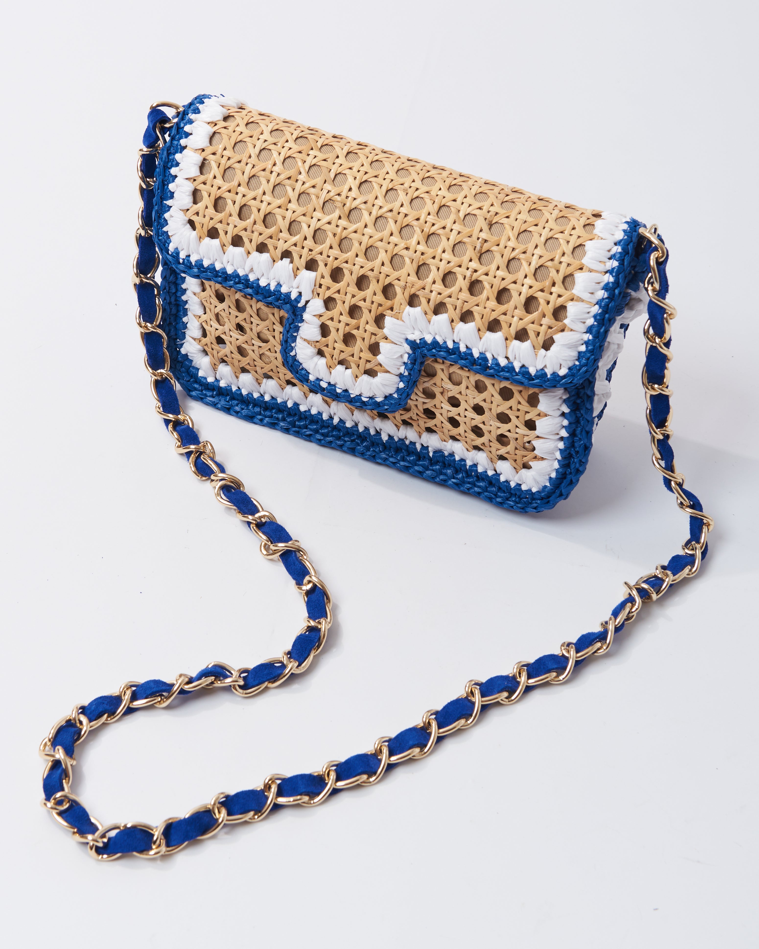 BIDINIS Ginevra Rattan and Raffia Bag in Large