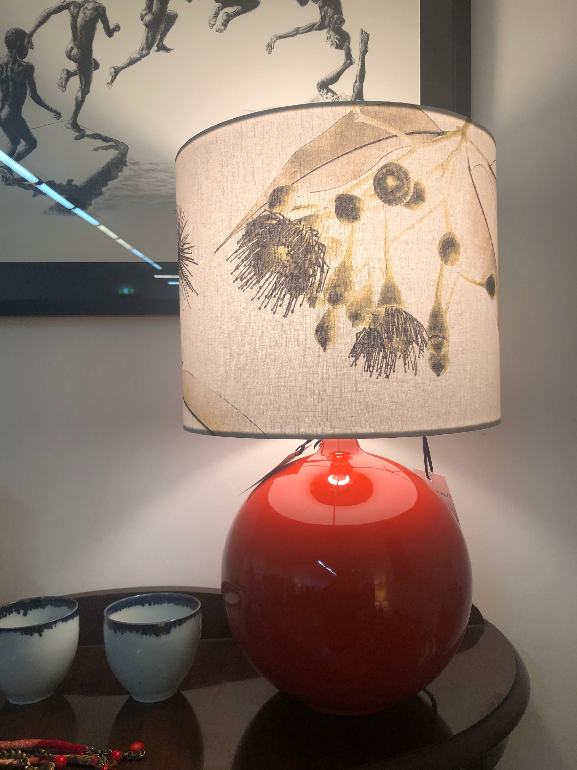 MS CHIEF DESIGNS Small Red Sphere Lamp with Kalypto Gilded Shade