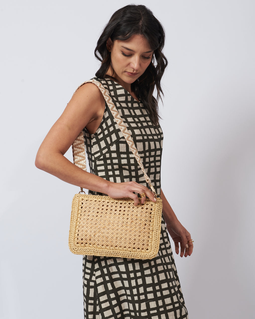 BIDINIS Luisa Rattan and Raffia Bag