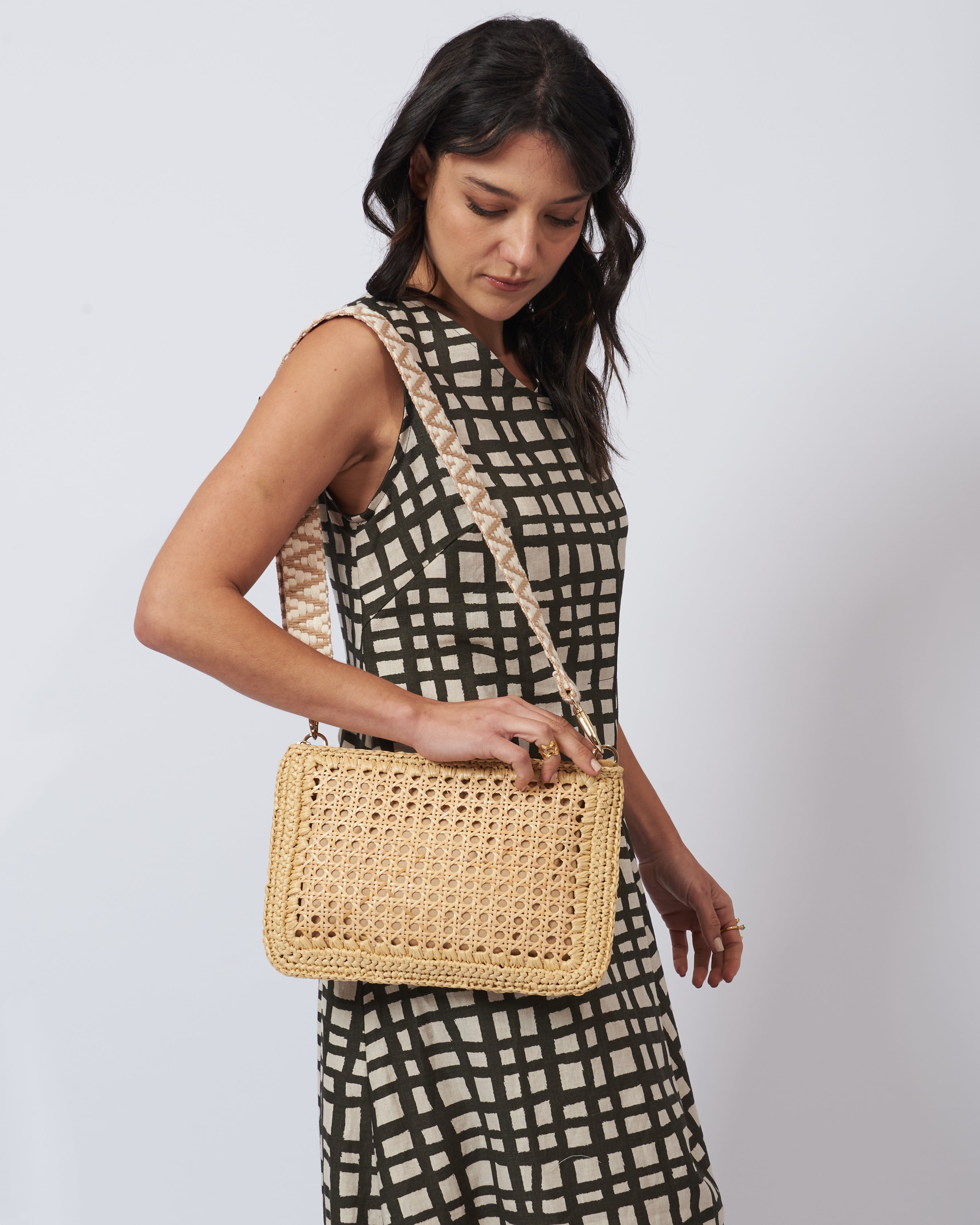 BIDINIS Luisa Rattan and Raffia Bag